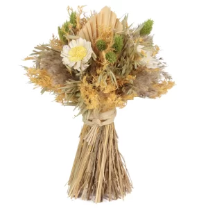 Šopek sestavljen iz različnih suhih trav in cvetja v natur barvi.